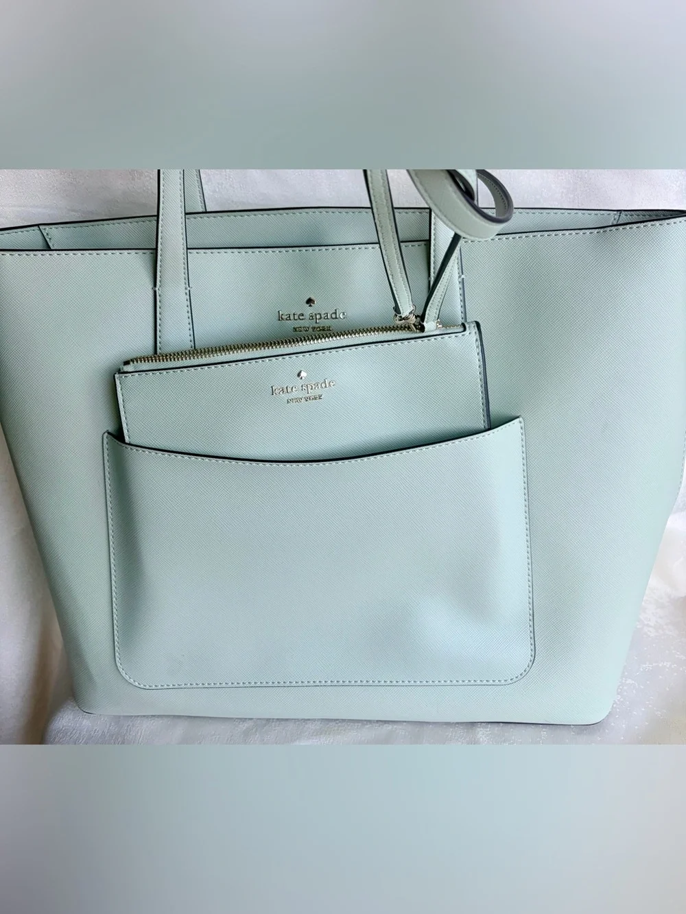 Kate Spade STACI TOTE AND WRISTLET 3 PIECE SET in Light Olive